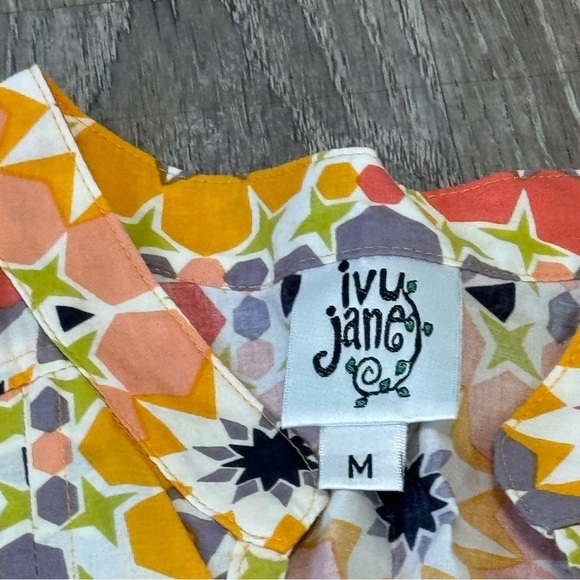 Ivy Jane Ditzy Floral Tunic Yellow Orange M Flower Child Hippie Bohemian Retro - Picture 3 of 7